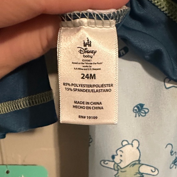 Disney Baby Winnie the Pooh 2 Piece Swim Rashguard Set Blue/Green 24m - Picture 5 of 6